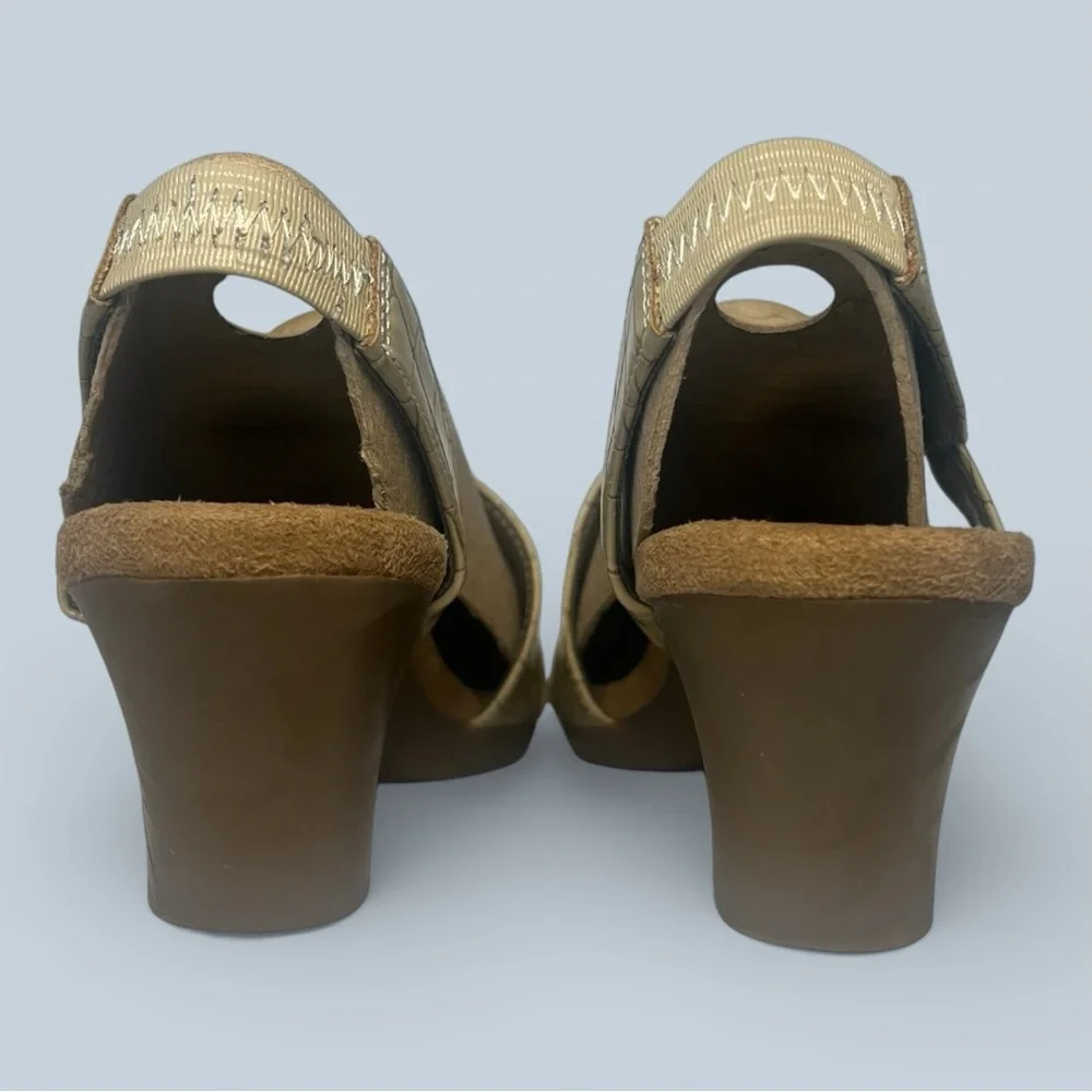 Aerosoles‎ Women's Sandals Brasserie Faux Croc Embossed Slingback Tan Sz 6.5 - Picture 10 of 13